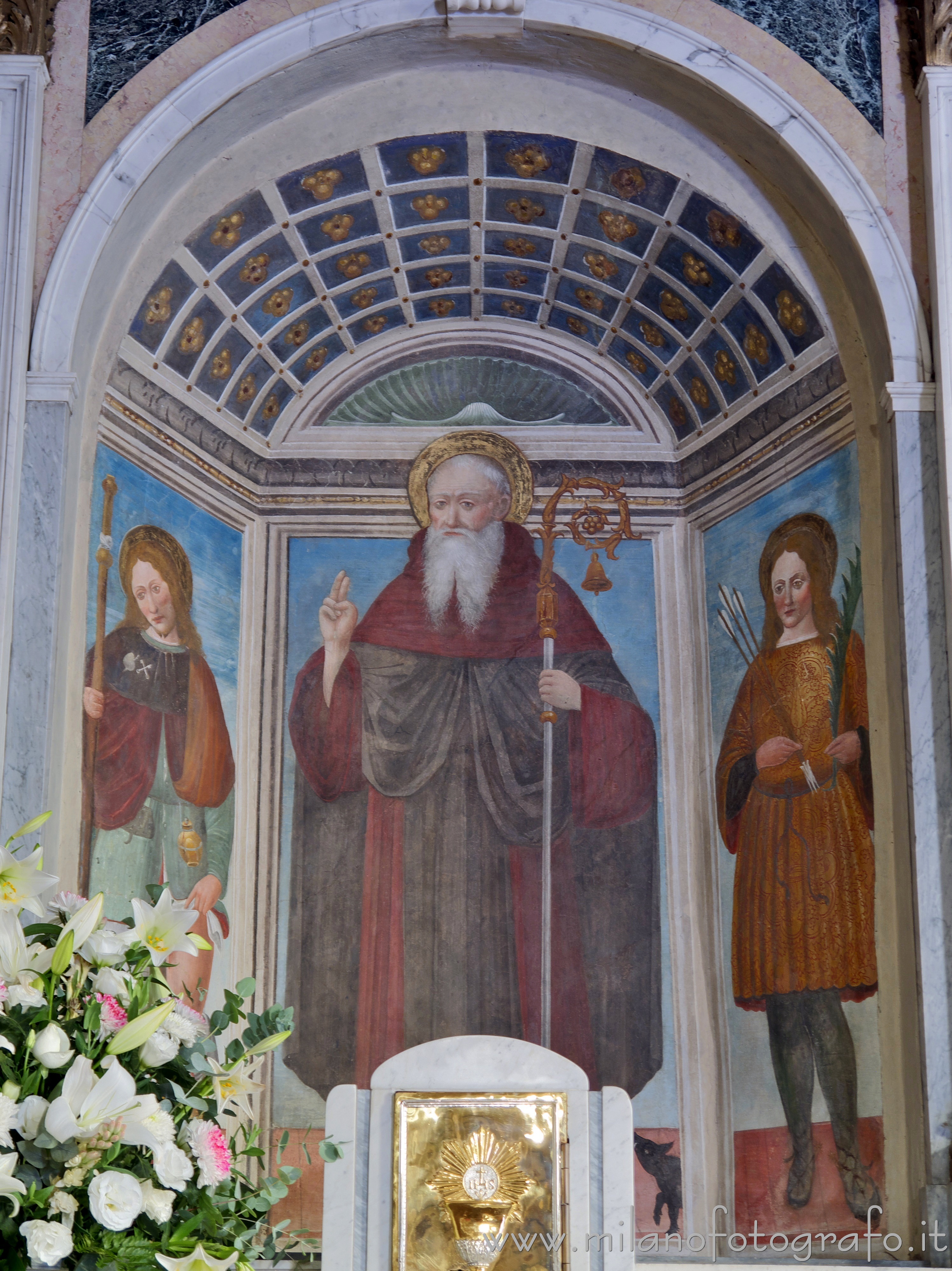 Trezzano sul Naviglio (Milan, Italy) - Fresco of St. Anthony Abbot in the Church of Sant'Ambrogio